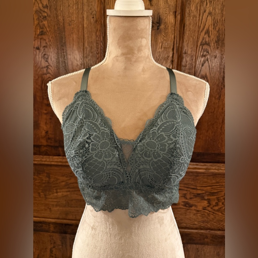 Aerie- Lace Bralette in Forest Green